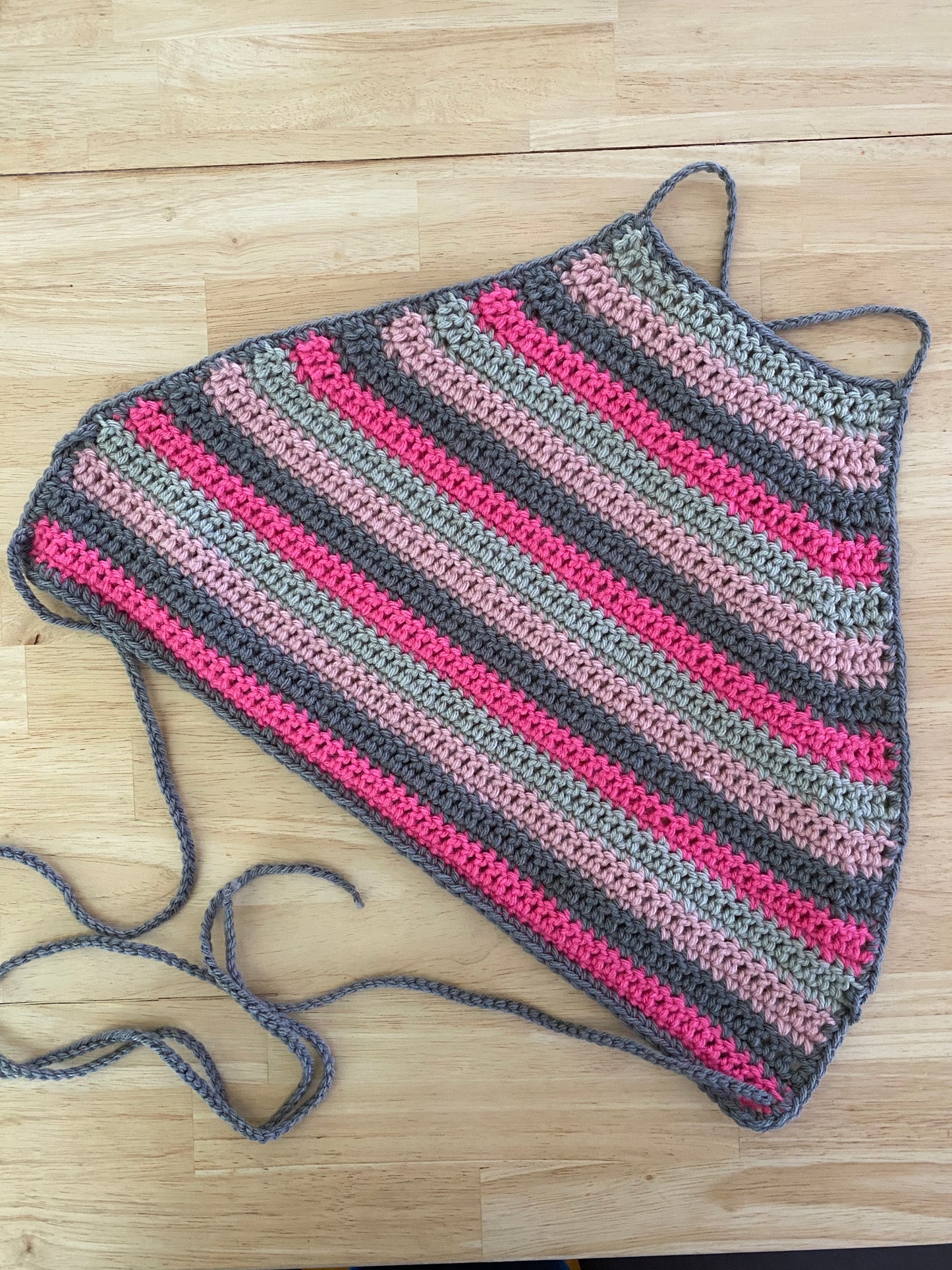 Grey/Pink Crochet Halter Top